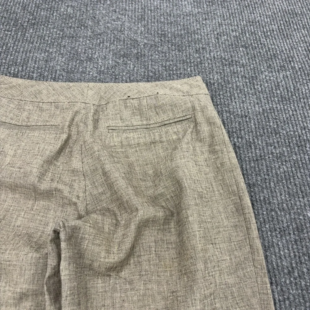 Banana Republic Cropped Pants Womens 4 Brown Cotton Linen Blend Wide Leg Career